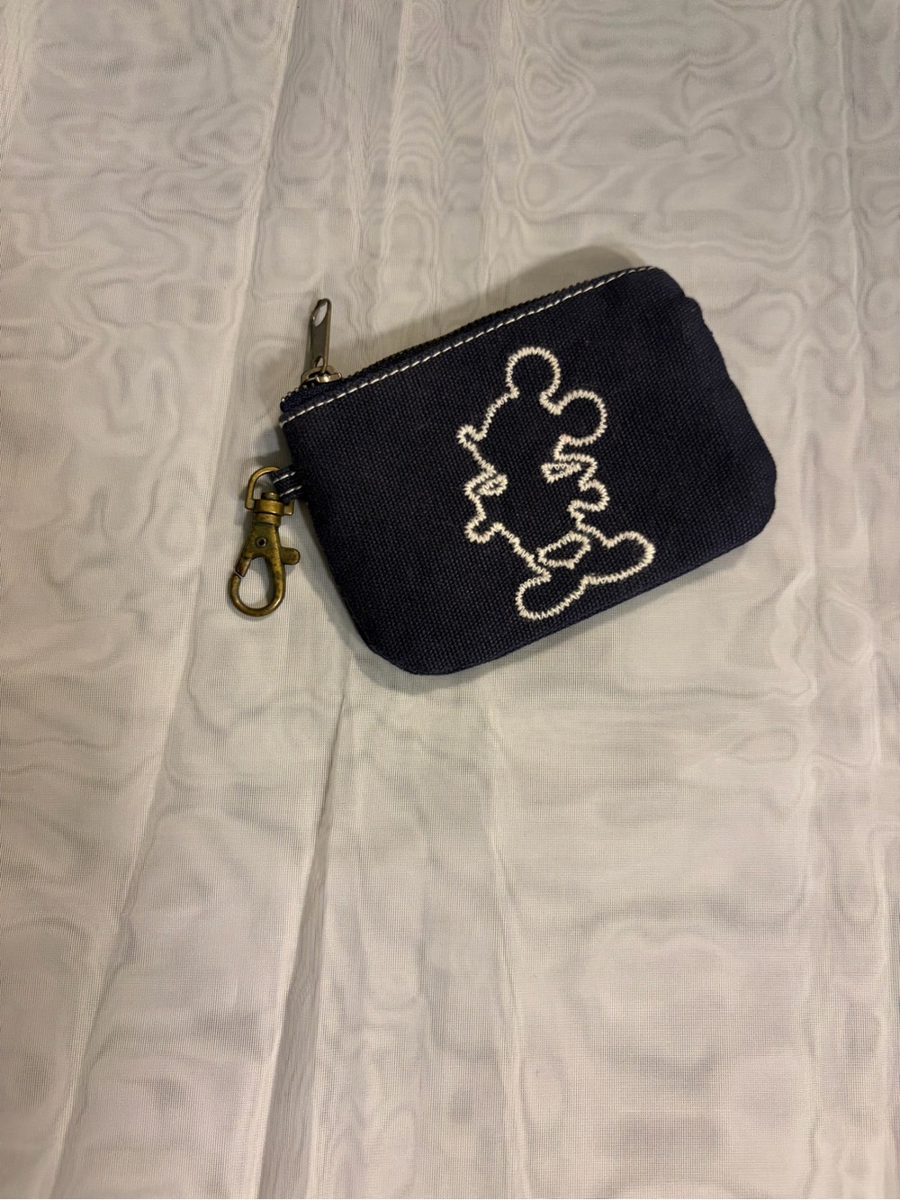 Navy Canvas Coin Pouch with White Outline Character and Lobster Clasp